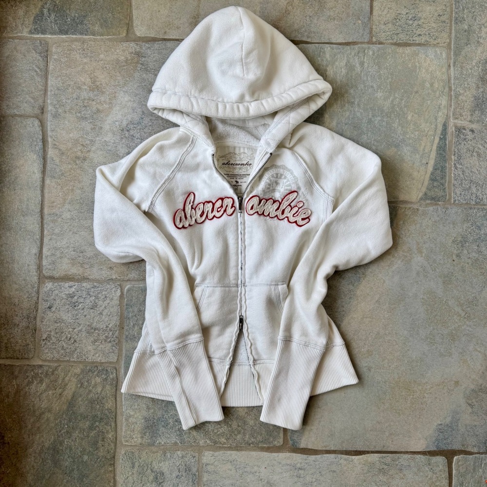 Abercrombie Y2K 2000s Double Zip Hoodie Embroidered Logo fits Women's XS or S